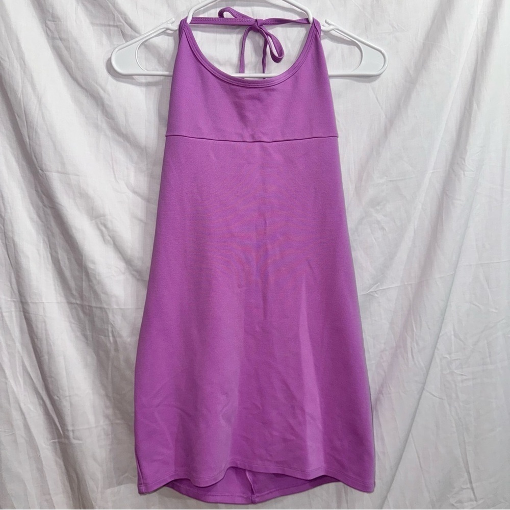 Aritzia Sunday Best Purple Halter Open Back Athletic Mini Dress size medium